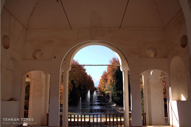 Historical Shazdeh Garden, full of fall colors