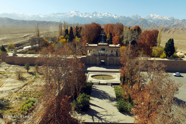 Historical Shazdeh Garden, full of fall colors