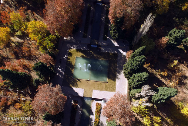 Historical Shazdeh Garden, full of fall colors