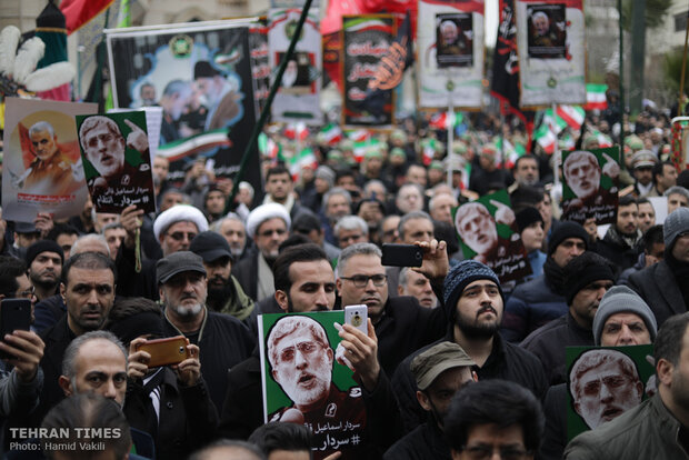 Thousands march in Tehran to commemorate martyrdom of top general Qassem Soleimani