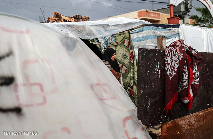 Harsh weather adds to hardships for Palestinians displaced by war
