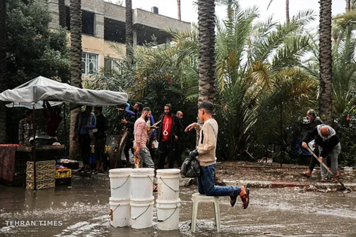 Harsh weather adds to hardships for Palestinians displaced by war