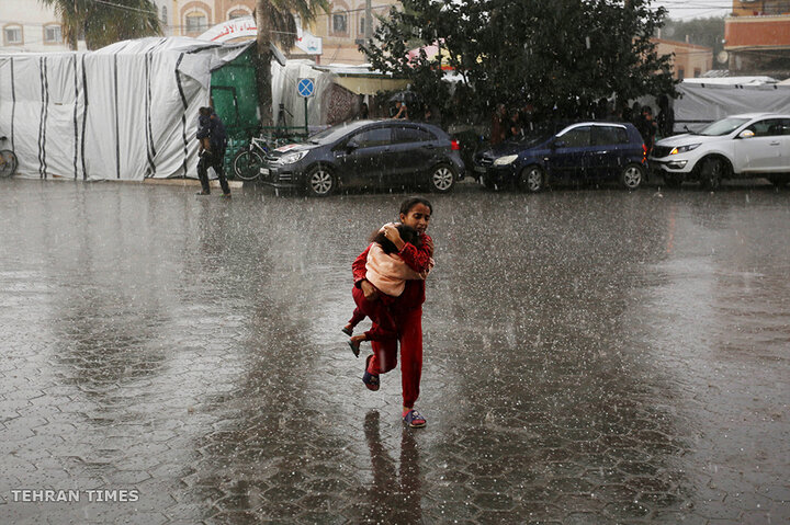 Harsh weather adds to hardships for Palestinians displaced by war