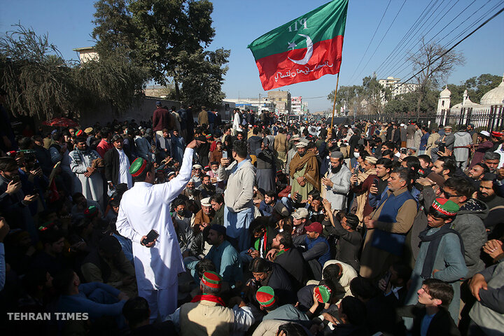Supporters of Pakistan’s PTI protest for fair election results