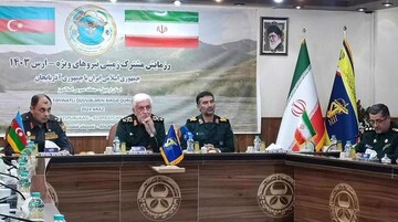 Commanders of the Islamic Revolution Guard Corps (IRGC) meet with Azerbaijan’s military delegation in a border region ahead of the joint drill, on November 24th, 2024.