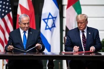  Israeli Prime Minister Benjamin Netanyahu and President Donald Trump participate in a signing ceremony for the Abraham Accords on the South Lawn of the White House on Sept. 15, 2020.