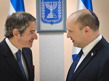 IAEA Chief Rafael Grossi during a meeting with then-Israeli Prime Minister Naftali Bennett in the occupied territories on June 3, 2022. 