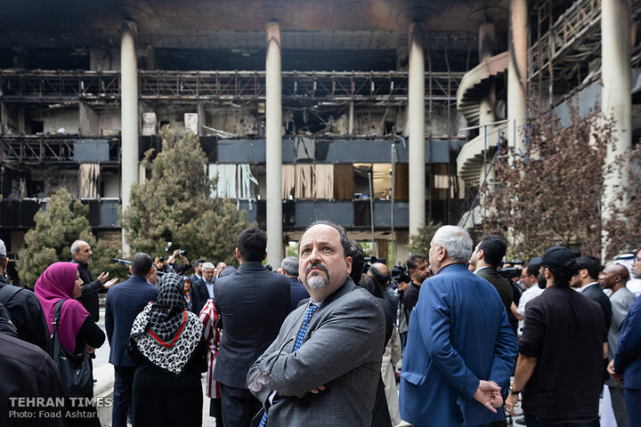 Foreign ambassadors tour IRIB building damaged in Israeli airstrikes