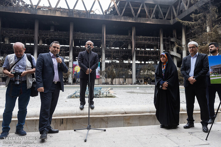 Foreign ambassadors tour IRIB building damaged in Israeli airstrikes