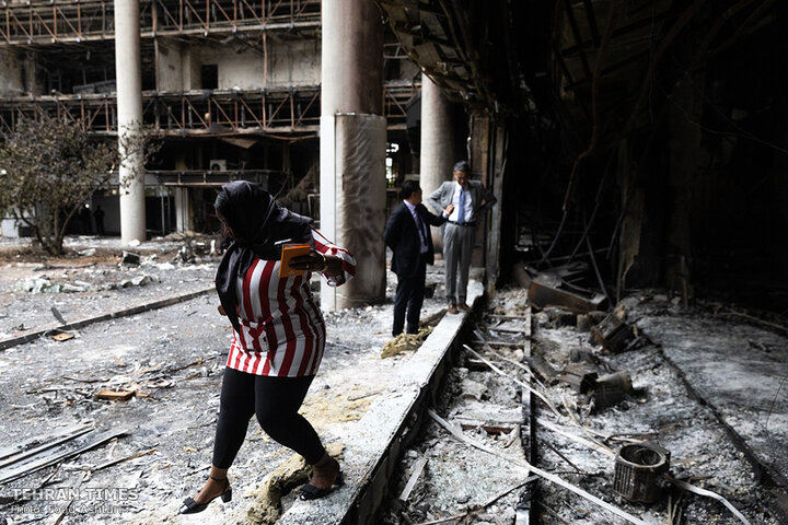 Foreign ambassadors tour IRIB building damaged in Israeli airstrikes