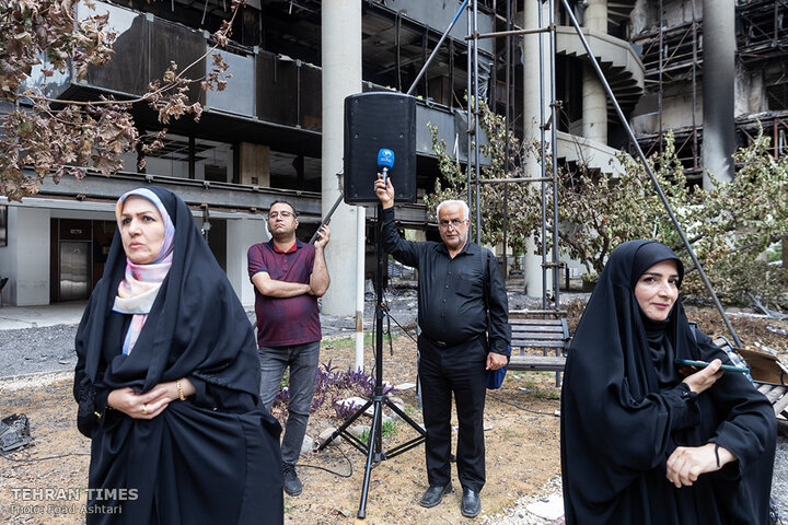 Foreign ambassadors tour IRIB building damaged in Israeli airstrikes
