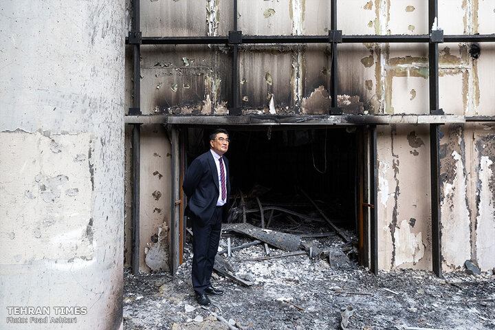 Foreign ambassadors tour IRIB building damaged in Israeli airstrikes