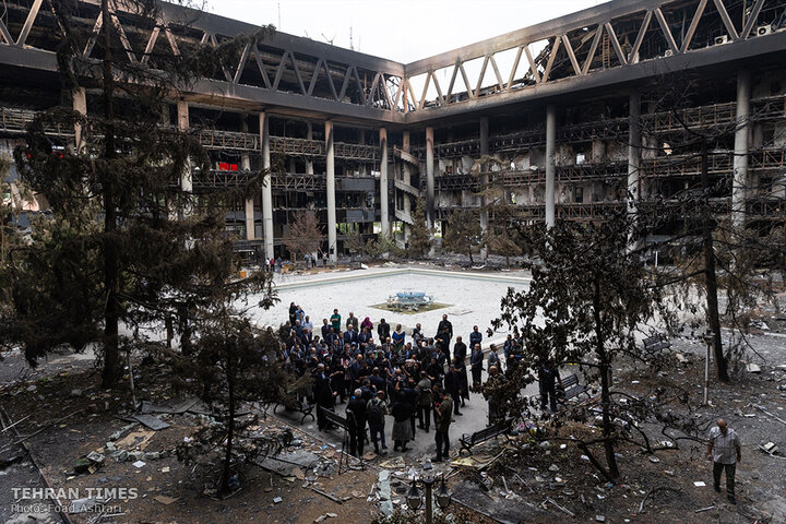 Foreign ambassadors tour IRIB building damaged in Israeli airstrikes