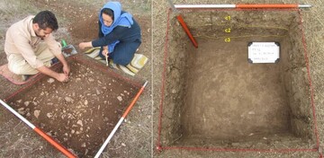 An excavation trench inside Takht-e Rostam, a Paleolithic site in northern Iran