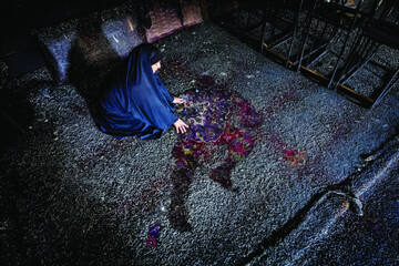 Bound by a debt of life, a survivor prays over Ali-Akbar Zarei’s silhouette, etched in ash at a mosque in Pakdasht on Jan 19, 2026. Zarei and Taha Azizi were martyred saving three worshippers here