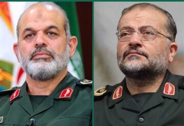 General Ahmad Vahidi (L), the commander of the IRGC, and General Gholamreza Soleimani (R), the martyred commander of the Basij forces.