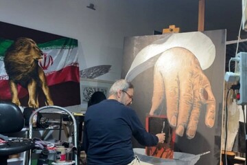 Iranian painter Ali Mirfattah unveils new painting honoring Martyr Leader on 40th-day anniversary