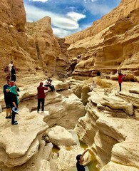 People visit Kal-e Jenni Canyon in an undated photo.