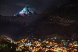 Iran’s flag on Swiss iconic mountain shows sympathy in battling coronavirus