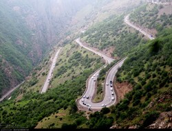 Cars are seen on Road 59, also known as the Chalous Road, which connects Tehran to Chalous, on the southern coasts of the Caspian Sea. The mountainous road is one of the busiest in Iran.
