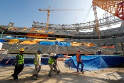 Doha: Workers inside the Lusail Stadium in December. The stadium is under construction for the 2022 FIFA World Cup, scheduled to be held in Doha, Qatar. (Photo: Kai Faffenbach/Reuters)