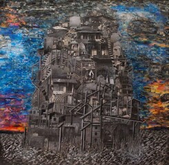 Paintings by Elahyar Najafi are currently on view in an exhibition at Aran Gallery.