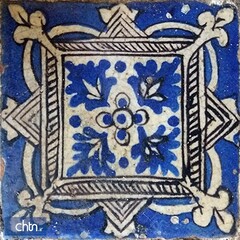 One of ancient glazed tiles discovered in the Safi Mosque in Rasht, northern Iran.