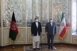 Foreign Minister Mohammad Javad Zarif and Mohammad Hanif Atmar, Afghanistan’s acting foreign minister
