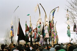 Muharram rituals: flagpole-carrying in Shahroud