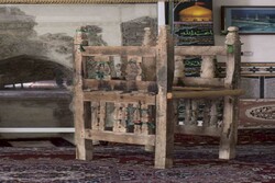 Wooden pulpit of Ilkhanid mosque being restored