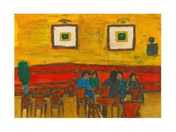 * Yazdan Saadi is hanging his latest painting collection named “Nederi Café” in an exhibition at Seyhun Gallery. 