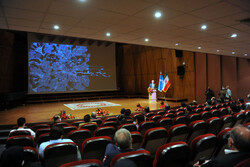 Hussein al-Ajami, an advisor at the Lebanese Ministry of Culture, speaks during a meeting held at Tehran’s Radaki Hall on September 22, 2020 to introduce the music video “Restless for Balqis”. (Honaro