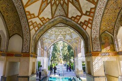 A centuries-old pavilion at the UNESCO-recognized Fin Garden, Kashan, central Iran