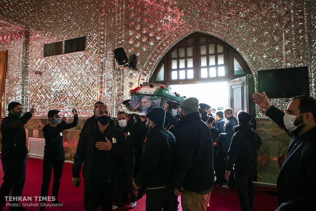 Martyred nuclear scientist Mohsen Fakhrizadeh laid to rest in Tehran mosque 