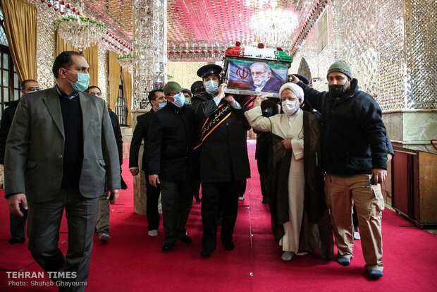 Martyred nuclear scientist Mohsen Fakhrizadeh laid to rest in Tehran mosque 