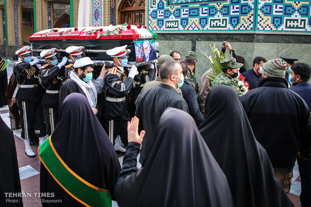 Martyred nuclear scientist Mohsen Fakhrizadeh laid to rest in Tehran mosque 