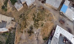 An aerial view of Gerd Ashvan, a prehistorical hill in northwest Iran.