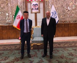 The Italian Ambassador to Teheran, Giuseppe Perrone, - Iranian Parliament Speaker Mohammad Bagher Ghalibaf