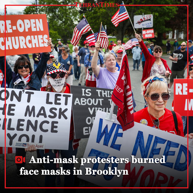 Anti-mask protesters burned masks in Brooklyn