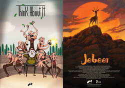 Posters for Iranian animations “Think about It” and “Jebeer”.