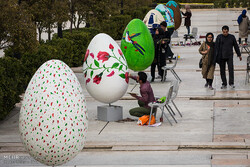 egg-shaped statues