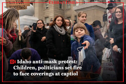 Idaho anti-mask protest: children, politicians set fire to face coverings at capitol