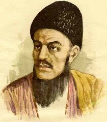 A portrait of the Iranian-Turkmen poet Magtymguly Pyragy.