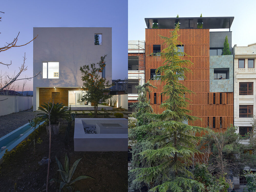 This combination photo shows views of the projects Pardis Khaneh and Kabootar Khaneh.