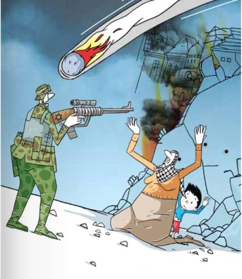 Cartoon by Turkish artist Hicabi Demirci won first prize in the cartoon section of the Palestine Is Not Alone International Cartoon, Caricature and Poster Contest in Tehran, Iran.