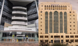 This combination photo shows views of the National Library of Indonesia (Perpusnas) and the National Library and Archives of Iran.