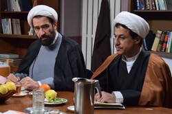 Farhad Jam (L) and Ramin Rastad portray Mohammad-Javad Bahonar and Ayatollah Ali-Akbar Hashemi Rafsanjani in a scene from the TV series “Unfinished Mystery”.