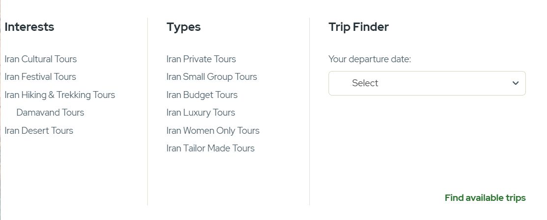 All Types of Iran Tours 