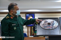 Basij Organization chief Brigadier General Gholamreza Soleimani unveils a copy of the computer game “Uprising Season” in Tehran on September 14, 2021. (Fars/Sdaeq Nikgostar) 