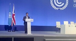 Department of Environment chief Ali Salajegheh addressing the 26th UN Climate Change Conference